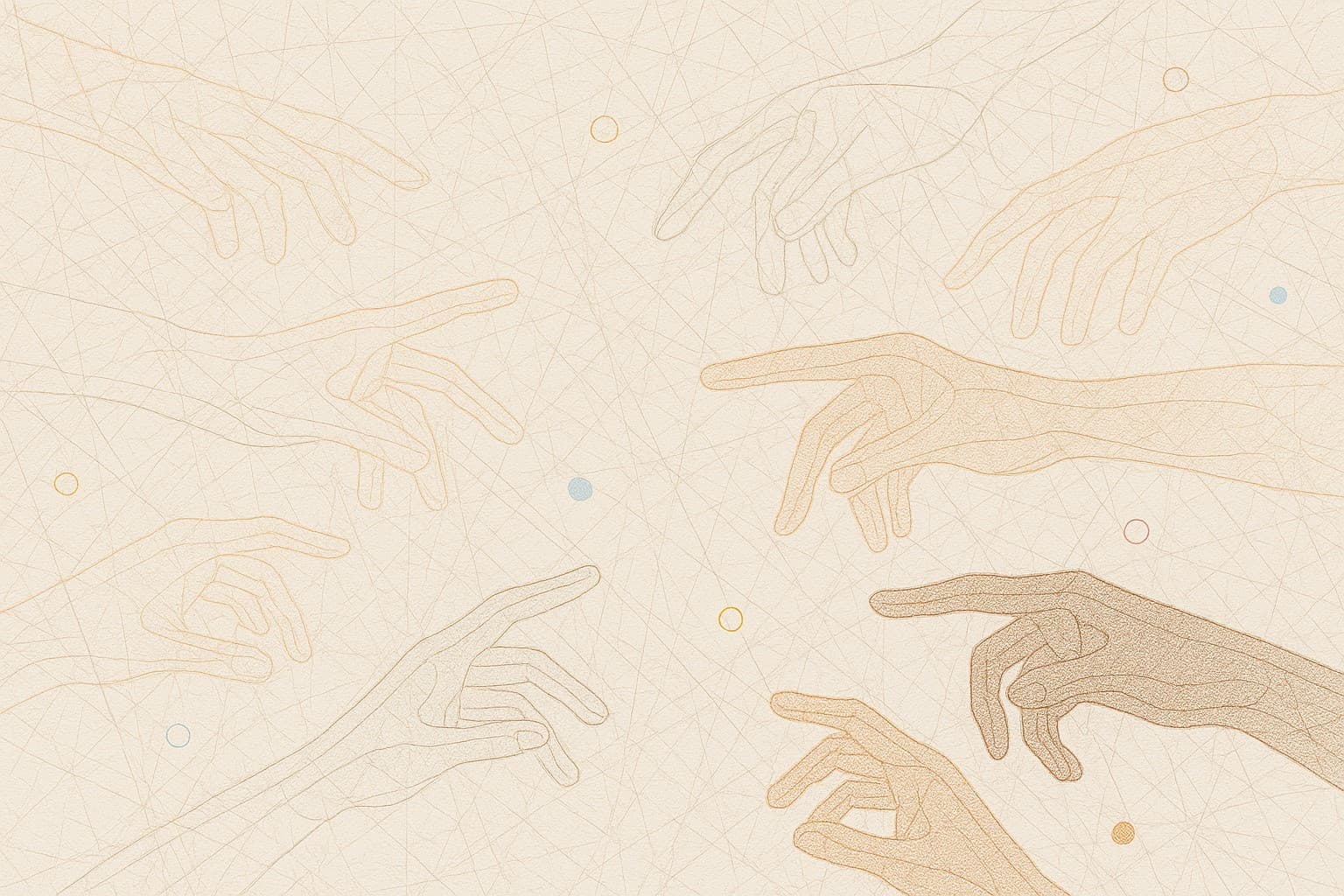 Network of hands connecting